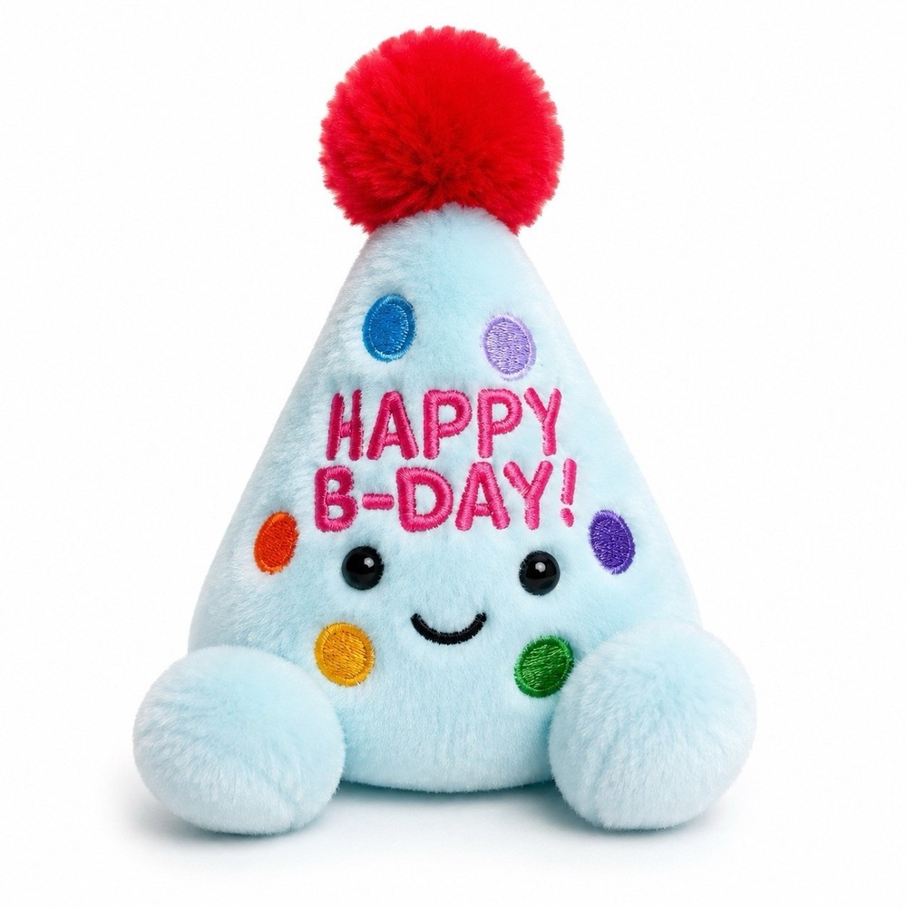Aurora Palm Pals Viva Happy Birthday Party Hat 5" Blue Stuffed Animal Soft Toy